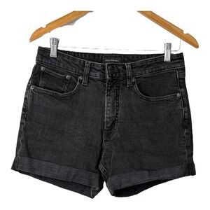 Free Assembly Black Wash Denim Jean Shorts‎ Rolled Cuff Women Size 10